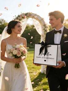 1个定制礼品袋，可印制Logo、姓名、祝福语，礼品包装袋，生日礼品袋，定制包装，创意，高端，黑色领结定制礼品袋，多功能，装饰性强，可重复使用，精致，时尚，高品质，色彩丰富，现代，可定制，个性化，独特，送给他的理想礼物，送给她的理想礼物，男友，爸爸，女友，妈妈，家人 - 彩色 - 查看 5