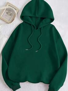 Bluza damska casualowa z nadrukiem górskim, wiosna/jesień - Ciemnozielony - Zobacz 3