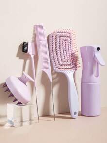 Complete Hair Care Tool Bundle - Pink Detangler Brush, Styling Combs & Shampoo Brush For Everyday Grooming - Multiple Styles - View 2