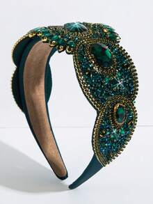 Cubic Zirconia Decor Headband Royal,Hairband,Hair Hoop Headbands Hair Accessories Head Accessories - Green - View 5