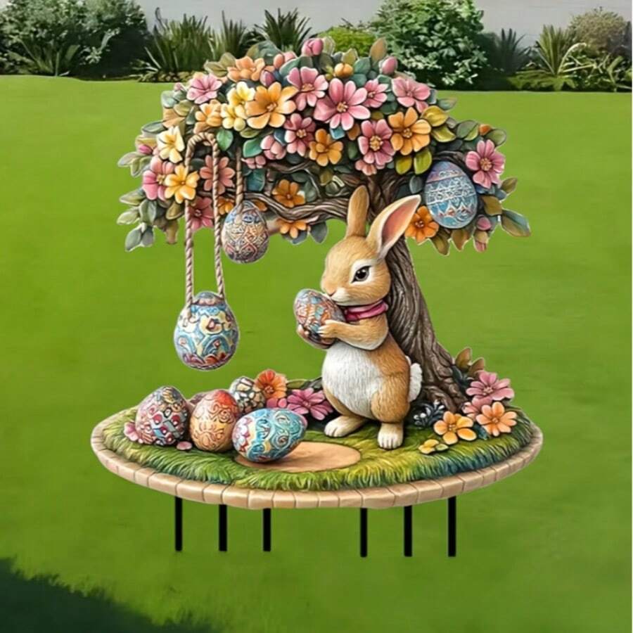 2D Flat, Easter Bunny Acrylic Art Decoration Sign For Home, Yard, Lawn & Garden - Outdoor Holiday Decor, Perfect Gift For Friends - A - View 1