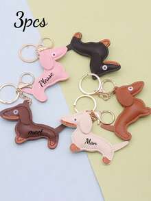 Customized Cute & Fashionable Mini Dachshund Leather Keychain, Car Accessories - Multicolor - View 14