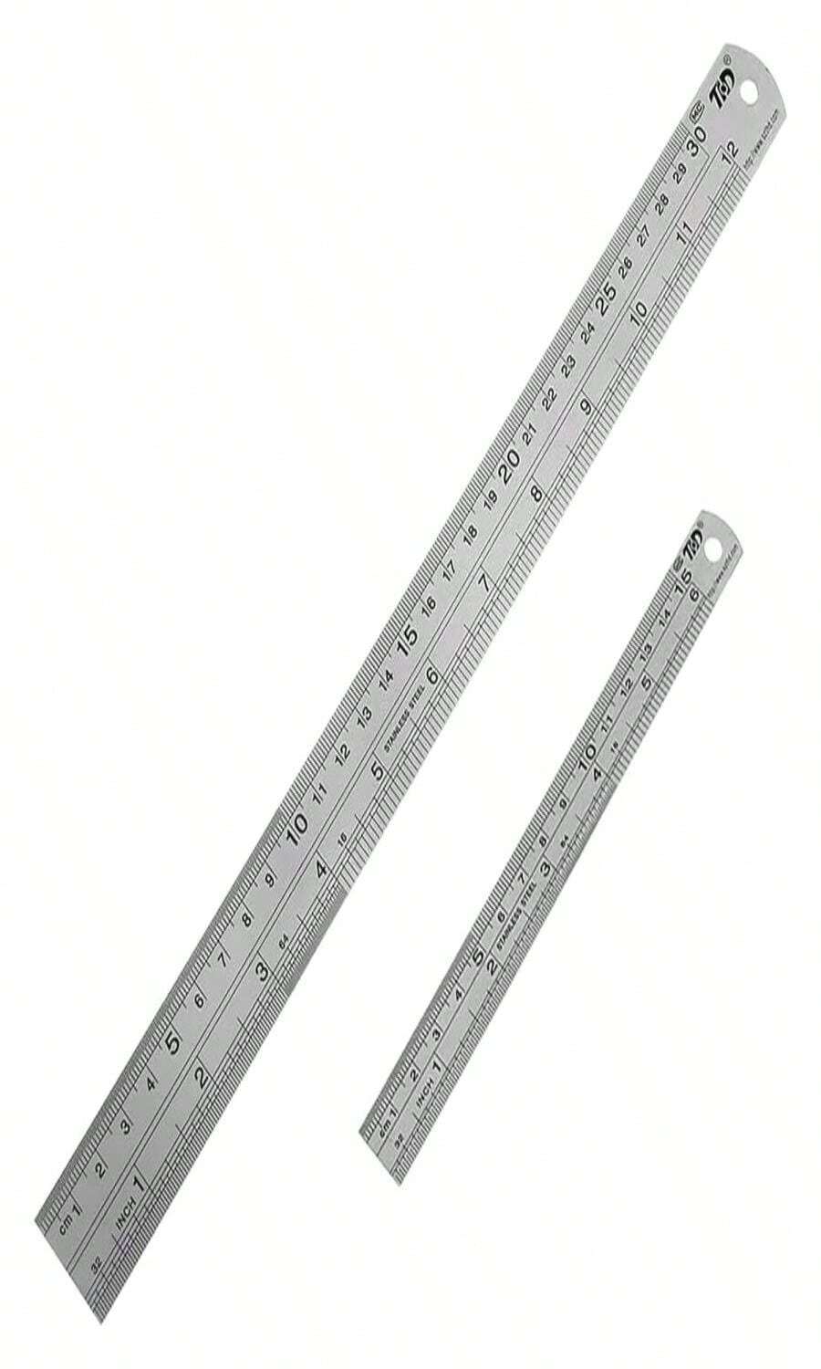 YouOKLight Metal Ruler Set, 6 Inch Ruler And 12 Inch Ruler Ruler Inches And Centimeters, Metric Ruler 12 Inches, Metal Ruler 12 Inch, Drawing Ruler, Precision Measuring Metal Ruler Silver - White - View 1