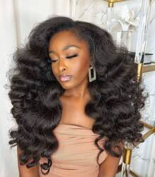Wear And Go Glueless Wigs Human Hair 3 In 1 Half Wig Drawstring Kinky Straight Glueless Wigs Human Hair  Half Wig Human Hair Glueless Wigs Upgrade 3 IN 1 Half Wig With Drawstring Seamless Clip Ins Flip Over Kinky Curly Human Hair No Glue No Lace For Women 200% Density 14 16 28 30 Inch,22 26 Inch Deep Wave Lace Front Wigs Human Hair Glueless Wigs Human Hair Pre Plucked Pre Cut 13x4 13x6 Lace Frontal Wear And Go Wig For  Women 200% Density With Natural Hairline - Natural Black - 查看 2
