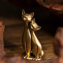 Vintage Copper Tabletop Figurine, Rustic Countryside Cat Decor, Creative Kitty Ornament, Desk Accessory - Multicolor - View 8