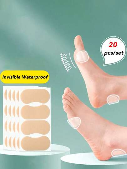 QKC 20 Unidades/5 Folhas De Protetores De Calcanhar Antifricção, Adesivo Invisível Que Protege Dedos, Calcanhares E Tornozelos, Adequados Para Sapatos De Salto Alto E, Aderência Antiatrito No Calcanhar.