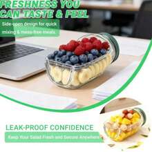 2pcs/1pc Large Capacity Leak-Proof Portable Vertical Layered Salad Container With Built-In Dressing Compartment, Reusable Lunch Box Suitable For Office, Picnic And Travel - Multicolor - View 10