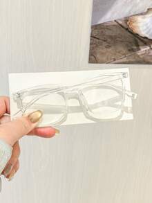 1PC Women's Glasses Frame Casual Square Lightweight Polycarbonate Frame For Daily Reading And Everyday Outfit Pairings With Glasses Box - Multicolor - View 5