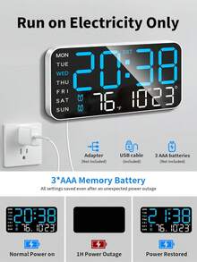 1 chiếc đồng hồ treo tường kỹ thuật số cỡ lớn tích hợp chức năng hiển thị nhiệt độ, lịch và báo thức - Lý tưởng cho phòng khách - Hoạt động êm ái và màn hình LED lớn, trang trí nhà cửa, quà tặng trang trí phòng, đồng hồ sinh nhật tốt nghiệp, trang trí tường phòng ngủ, trang trí ký túc xá, trang trí tựu trường. - Nhiều màu - Xem 6