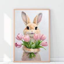 1 buah, Seni Dinding Kanvas, Dekorasi Dinding Berbingkai, Hiasan Dinding Pola Kelinci Paskah, Desain Kelinci Paskah yang Menggemaskan, Kelinci dan Bunga, Dekorasi Kelinci Musim Semi Retro untuk Kamar Anak, Ilustrasi Pastel, Seni Dekorasi Kamar Anak Paskah, Poster Kelinci Tulip Musim Semi, Dekorasi Paskah, Dekorasi Rumah Musim Semi, Poster Musim Semi, Poster Paskah, Estetika Dekorasi Ruangan - Kelinci Tulip - View 9