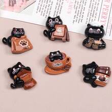 3/6/10/12pcs Cute Black Cat Coffee Fridge Magnets, Cute Kitchen Refrigerator Magnets, Home Decor, Suitable For Home, Office, Whiteboard, Storage Cabinet, Dishwasher, Mother's Day, Party Gift Decoration Magnets - Multicolor - View 4