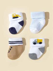 4 雙/包 男女通用男嬰女童保暖毛圈中筒襪秋冬款 - 彩色 - 查看 7