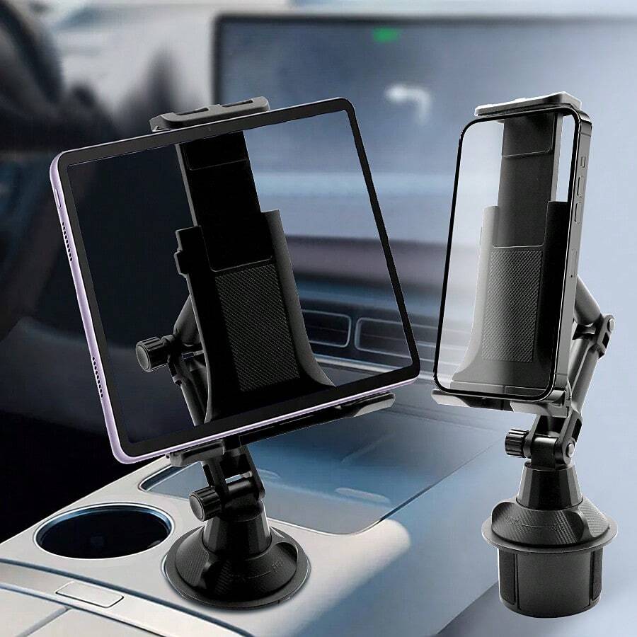 Adjustable Car Cup Holder & Phone Mount With Water Cup Holder Base, Rotatable Car/Truck Navigation Phone Holder - 602 - View 1