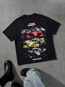 Men's Casual Versatile Minimalist Printed Short Sleeve T-Shirt - Black - View 3