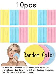 6 Vibrant Colors Compressed Facial Sponges - Professional Makeup Removal And Exfoliation Choice, Women's Round Cleansing Sponges, Suitable For Daily Face Washing - Multicolor - View 10