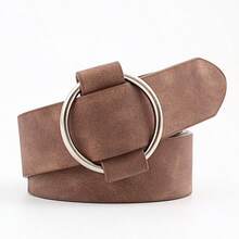1pc Round Buckle Waist Belt, Suitable For Pairing With Dresses - Camel - View 4