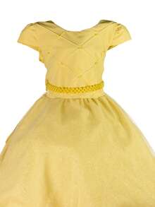 Girls' Short Party Dress - Yellow - View 3