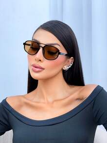 OCULOS ASSIMETRICO MARRON  Vintage    TENDENCIA  DA MODA UV400 - Preto - Visão 1
