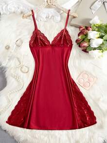 3PCS Slip Into Elegance With This 3pcs Women's Lace Pajama Set. Designed With Sheer Lace Panels And Side Slits, It Adds A Touch Of Sexiness While Keeping You Comfortable All Night Long. Perfect For Bedroom Wear, Honeymoon Nights, Or Romantic Evenings. - Polychrome - View 7