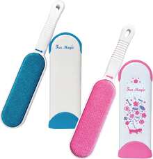 Fur Magic Pet Hair Remover Lint Brush With Self-Cleaning Base, Reusable Fluff Remover For Clothes, Double-Sided Fur Cleaner For Dog And Cat - 藍粉畫筆 - 查看 9