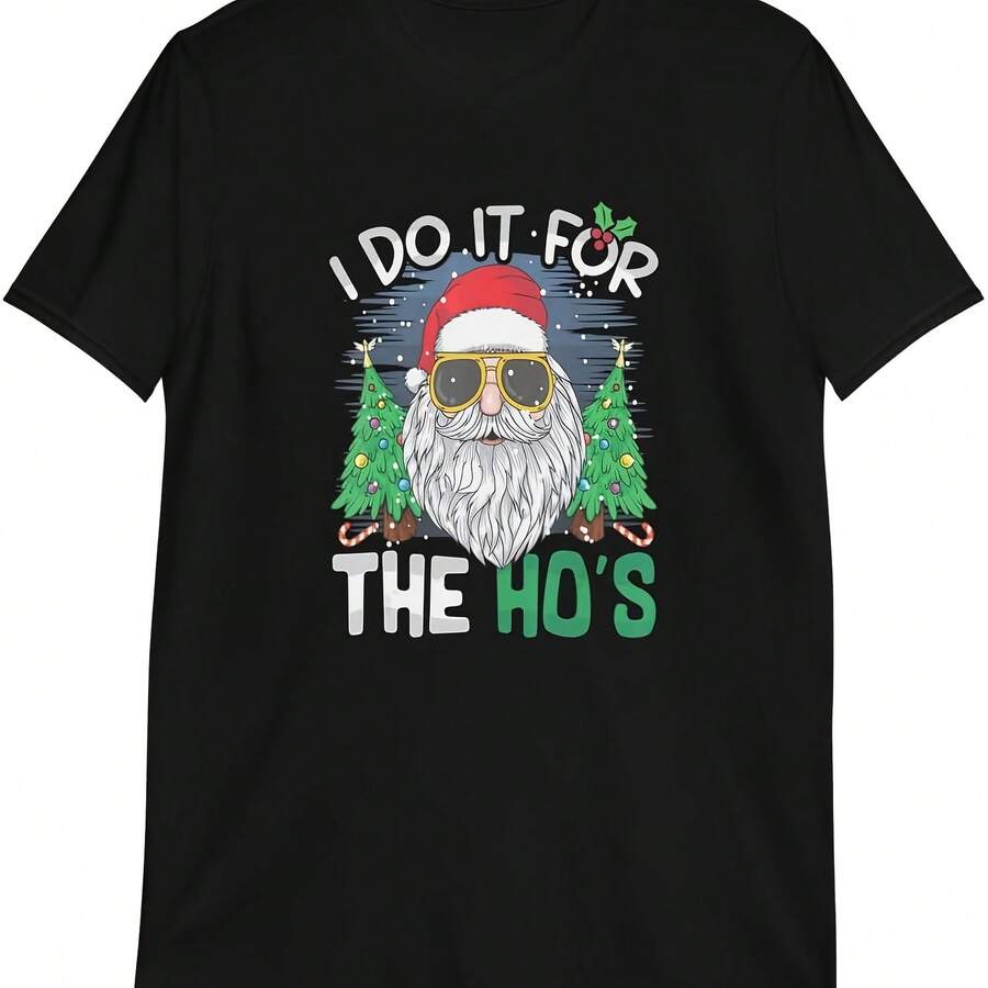 Camiseta navideña divertida "Lo hago por Santa Claus" para hombre y mujer - Negro 5 - Ver 1