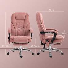 Office Chair With Vibrating Massage, Ergonomic Reclining, Heated, Swivel And Height-Adjustable Office Chair With Footrest, Remote Control And Side Pocket, Pink - Watermelon Pink - View 3