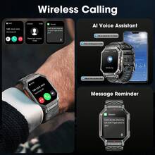 Hwagol Smart Watch (Answer/Call) 2.01 Inch (Approx. 5cm) HD Display, Men's Smart Watch, Fitness Tracker, 100+ Sports Modes, Sleep Monitor, Pedometer, For Android IOS, 650mAh Big Battery - Black - View 7