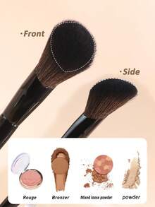 1pc Soft And Skin Friendly Powder Makeup Brush, Rouge Brush, Soft Fiber And Easy To Carry Makeup Tool, Travel Powder Brush. Gifts For Women And Girls - Black - View 2