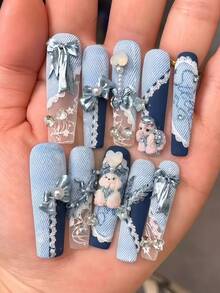 1pc Cute Maltese Dog, Bow, Dessert, Kitty, Floral Edging 3D Nail Art Mold, Transparent Silicone Mold - Clear - View 10