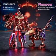 5-In-1 Dinosaur Alloy Robot Model | Tyrannosaurus Rex Transformable Mecha, Handmade Assembly, Movable Display Decoration, Technological Creative Gift, Birthday Gift For Boys, New Year Gift - Multicolor - View 8