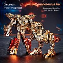 5-In-1 Dinosaur Alloy Robot Model | Tyrannosaurus Rex Transformable Mecha, Handmade Assembly, Movable Display Decoration, Technological Creative Gift, Birthday Gift For Boys, New Year Gift - Multicolor - View 15
