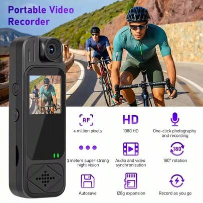 1080P Body Camera With Audio And Video Recording(SD Card Not Included): Body Cam With 180° Rotating Lens, 7Hr Battery Bodycam, Wearable Pocket Camera Camcorder For Work, Travel, Fishing, Pet Walking, Outdoor