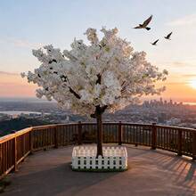 2.5mTall Potted Artificial Trees, Artificial Cherry Blossom Trees, Indoor Pink Artificial Cherry Blossom Trees Are Suitable For Valentine'S Day And Christmas Decorations, Seasonal Floral Decorations, Cherry Blossom Ornaments, Christmas Trees, Artificial Plant Decorations, Fall Home Decorations, Bedroom Decorations, And Thanksgiving Decorations. - 白色 - 查看 7