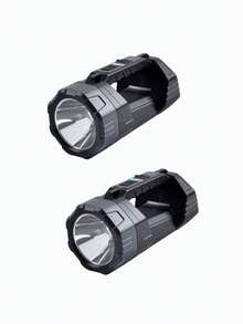 2pcs/1pc Solar & Type-C Rechargeable Handheld Flashlight, Ultra Bright Dual Light Source Searchlight With Side COB Light, 6 Lighting Modes, Waterproof, Suitable For Camping, Hiking And Emergency - black - View 13