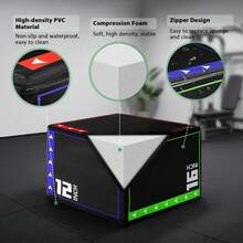 GCCSJ Jump Box Exercise,3-In-1 High Density Plyo Jump BoxHigh-Density Compressed Spongejumping Box - Waterproof PVC Leather Non-Slip Exercise Box For CrossFit, HIIT, Step Ups, Squats & Home Gym Strength Training - Valentine's Day Gift Idea(16Inch)" - 16-inch Compressed Sponge - View 9