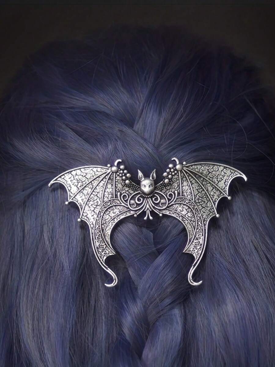 1 件复古维京发夹，朋克蝙蝠发夹，哥特风女士发饰，女士珠宝礼物，新款哥特女巫万圣节法式蝙蝠发夹装饰。适合女士发夹、派对、生日礼物、教师节礼物、女士发饰、女士配饰、爪夹、发夹、发卡 - 彩色 - 查看 1