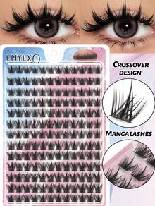 156 Cluster D-Type Fluffy Cat Eye Eyelashes - Anime Eyelash Clusters, Individual Lashes, Fluffy And Soft Eyelash Clusters, Cosplay Natural Style, Suitable For Beginners, DIY Eyelash Extensions, Suitable For Cosplay, Anime, And Daily Makeup, Cosplay Eyelashes, Eyelash Clusters, Individual Lashes, Eyelashes, False Eyelashes, Meets Daily Use Needs, Cosplay Anime Style - CC - 查看 2