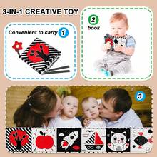 Montessori Baby Cloth Book With Mirror, Crinkle Sensory Toys And Teether, High Contrast Tummy Time Interactive Early Learning Toy, Suitable For Newborns - Multicolor - View 7