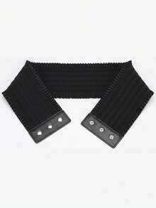 1pc Women's Basic Casual Black Simple 3-Button Adjustable Fitted Waist Belt, Elastic Waistband Suitable For Daily Commute, Dining, Party Matching - Black - View 5