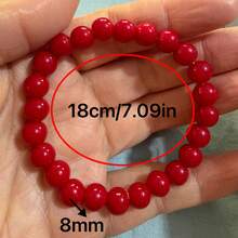 1pc New Red Round Glass Beaded Necklace, Vintage Chinese Style Ingot Clasp Choker, Minimalist Versatile Necklace Accessory - Red - View 6