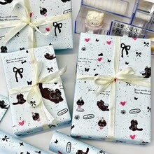 50pcs Cute Cartoon Cat Pattern Gift Wrapping Paper, Large Size Premium Gift Wrapping Paper, Holiday Decor Wrapping Paper, DIY Craft Wrapping Paper And Bouquet Wrapping Paper, Suitable For Holiday, Celebration, Party, Wedding, Birthday, Gift And Party Decor Packaging Needs - Multicolor - View 1