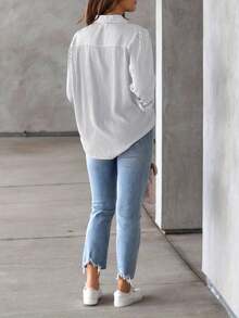 Fashionable Versatile Casual Striped Women Shirt Spring - Grey Stripes - View 2