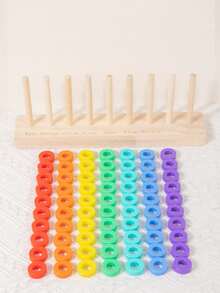 70 piezas Juego de Anillos de Madera Arcoíris, Juego de Apilamiento, Clasificación y Combinación de Colores, Juguete Educativo Montessori, Juguete Cognitivo para Bebés y Niños Pequeños, Desarrolla la Coordinación Mano-Ojo y el Reconocimiento de Colores, Adecuado para Múltiples Jugadores, Interacción Padres-Hijos, Regalo de Cumpleaños, Útiles Escolares - Multicolor - Ver 8
