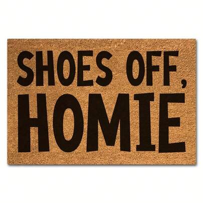 Humorous Coir Doormat For Shoes Off, Ideal For The Front Door, Heavy-Duty Outdoor Mat, Perfect For Entryway Decor, Great Housewarming Gift, Natural Brown Coir Mat Measuring