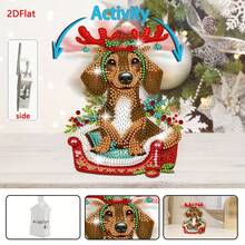 2D Flat DIY Diamond Painting Kit, Diamond Painting Acrylic One Piece Fun Nodding Dog Ornament, Perfect For Desktop Decoration And Christmas Gifts - Shaking Headdress - View 5