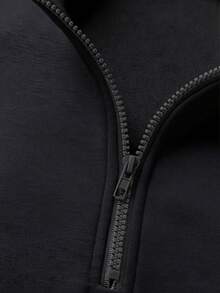 Men's Fashionable Street Style Casual Printed Zip-Up Hooded Sweatshirt, Autumn/Winter - Black - View 4