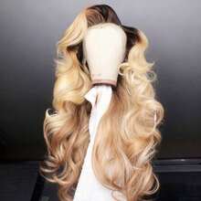 Ombre Brown Roots Ash Blonde Body Wave Lace Front Wig Human Hair For Women With Baby Hair 13x4 Hd Transparent Lace Front Wig Human Hair Brazilian Human Hair 200 Density Lace Front Wig Human Hair Healthy And Shiny - 漸層棕色髮根,灰金色 - 查看 7