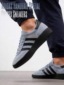 Adidas Originals 男款與女款經典 Handball Spezial 輕量舒適透氣運動休閒鞋 JR3668 - 質感藍/黑/金色 - 查看 1
