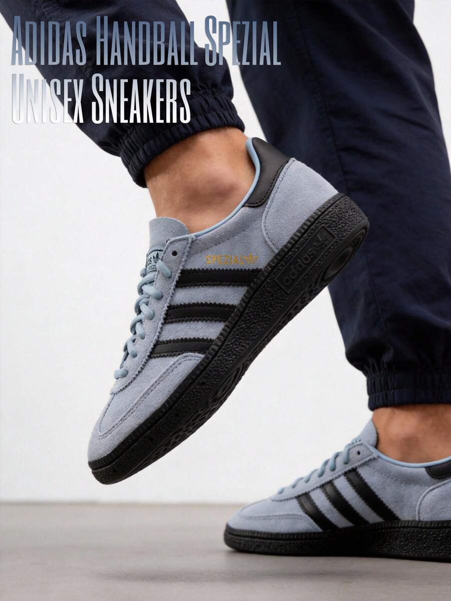 Adidas Originals 男款與女款經典 Handball Spezial 輕量舒適透氣運動休閒鞋 JR3668 - 質感藍/黑/金色 - 查看 1