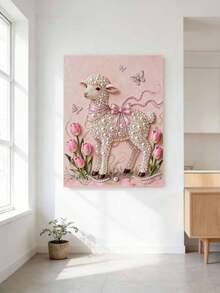 New Pearl Painting Kit - Pearl Sheep And Pink Tulips Frameless DIY Diamond Painting Set, Suitable For Bedroom Decor, Living Room Wall Art, Room Decoration, Artwork, Friend's Birthday Gift, Christmas, New Year, Valentine's Day, Holiday Gift, Full Of Innovative Creativity - Multicolor - View 2